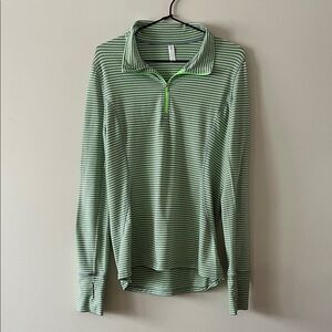 Striped Green Long Sleeve Women's 1/4 Zip